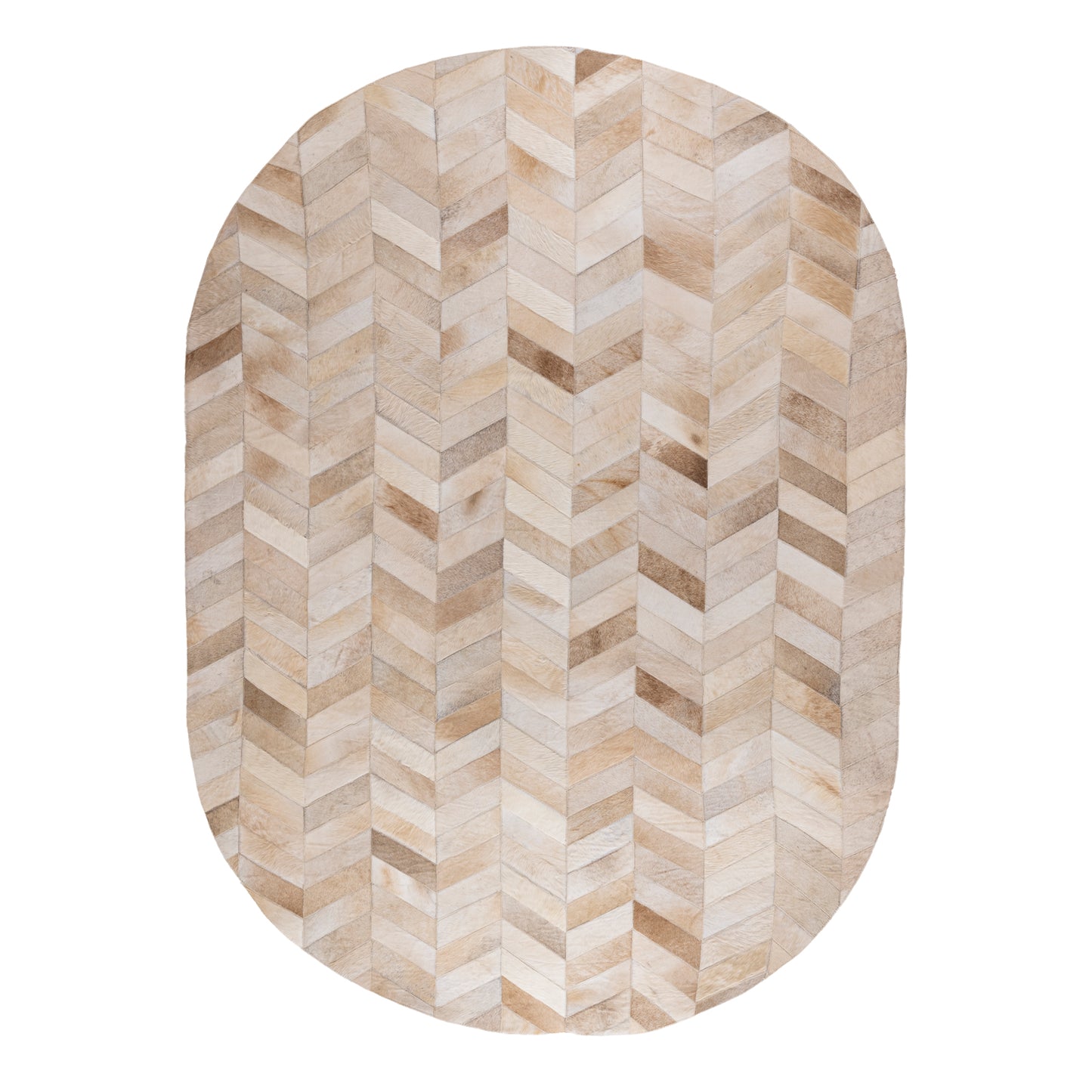 Joanne Beige Cowhair Patchwork Carpet Oval  L