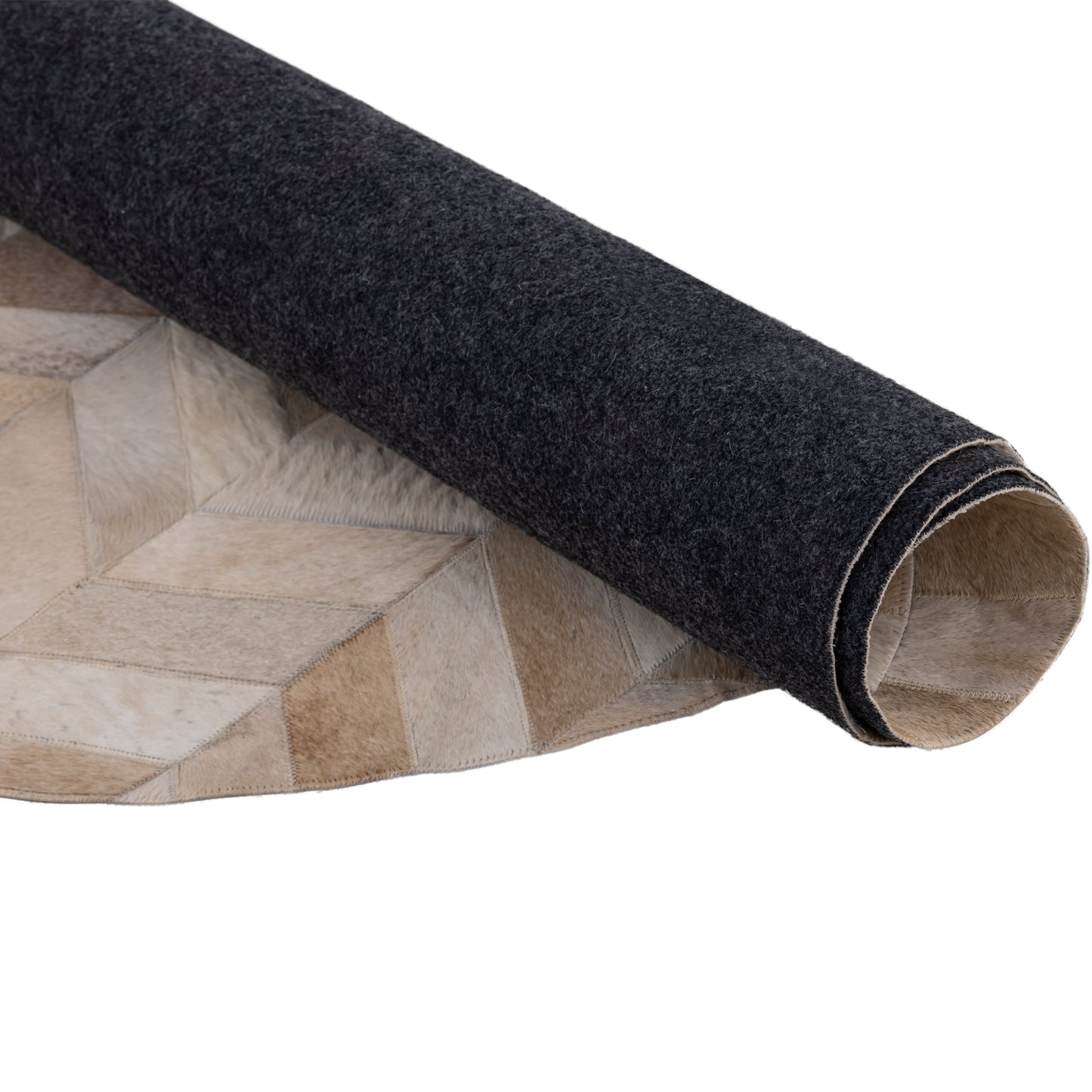 Joanne Beige Cowhair Patchwork Carpet Oval  L