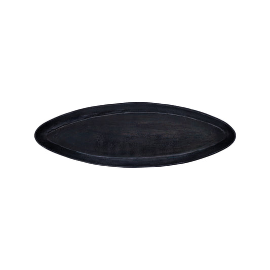 Yaren Zwart Aluminium Ovale Schaal Met Rand Klein 6.5x88x29 cm