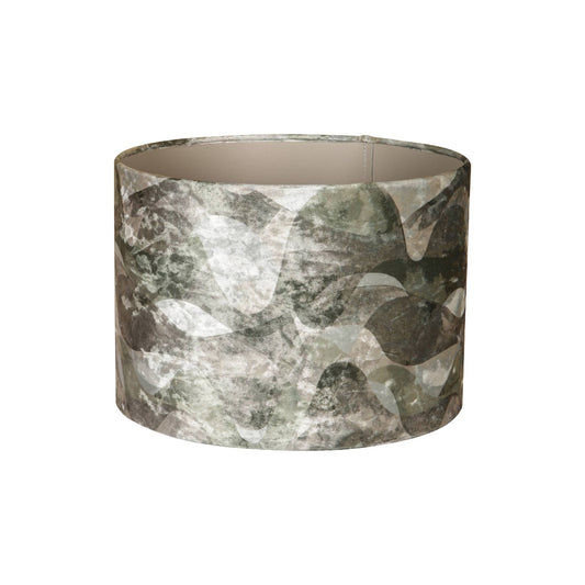 Mocca Green Fabric Wavy Stripes Lampshade Round S