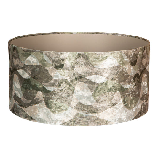 Mocca Green Fabric Wavy Stripes Lampshade Round L