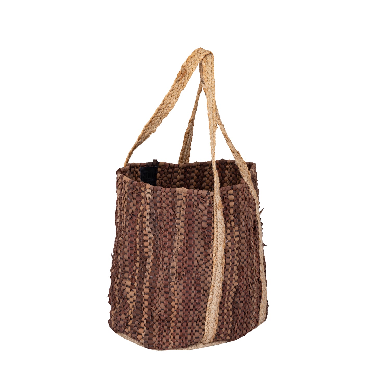 Cherree Dark Brown Jute Leather Round Basket