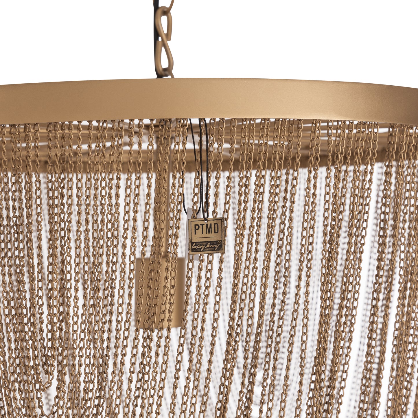 Nishan Gold Iron Chains Round Hanging Lamp S