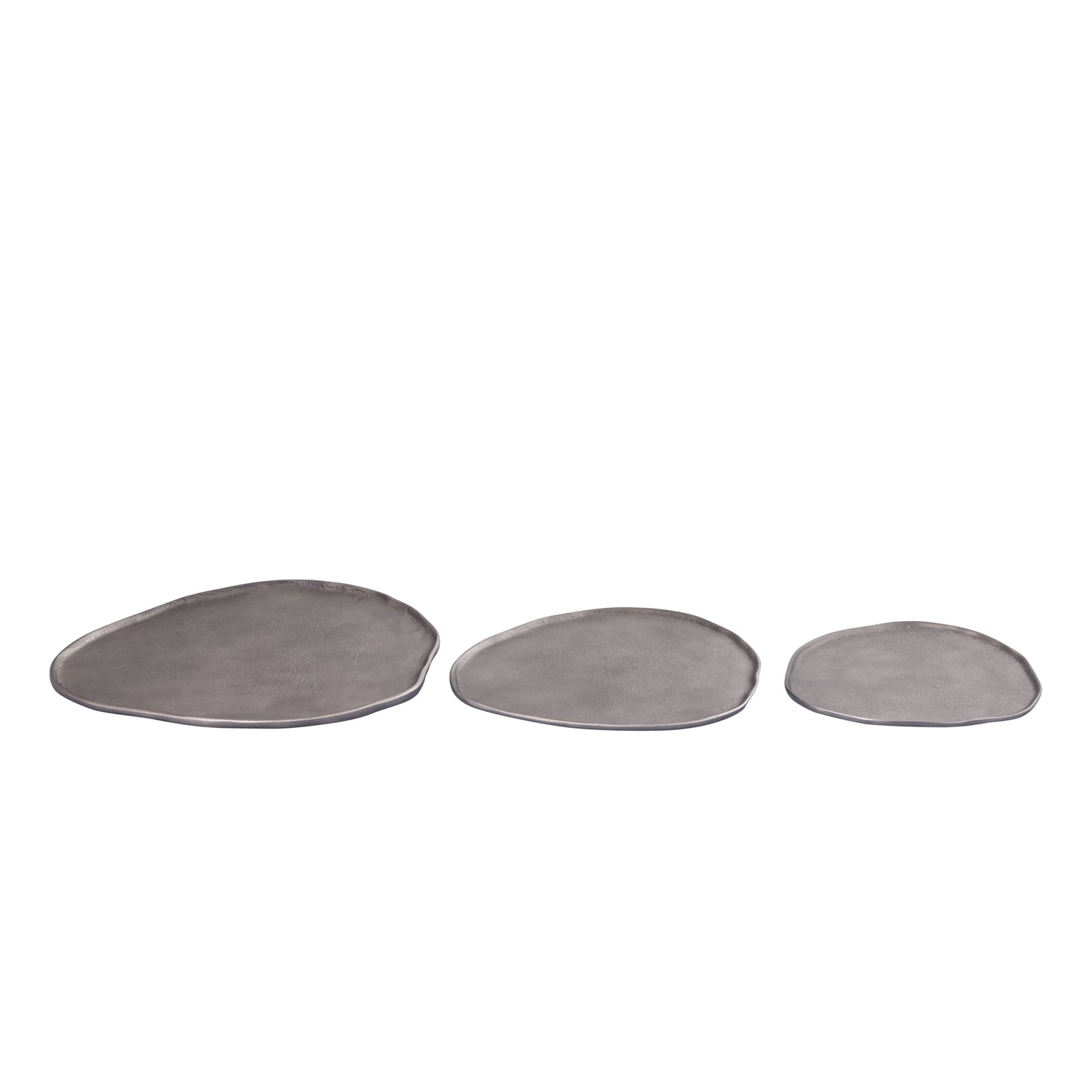 Kora Zilveren Gegoten Aluminium Organisch Gevormde Schaal M - Set van 4 Stuks 1x30x25 cm
