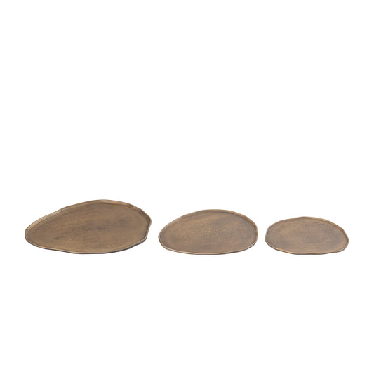 Kora Messing Gietaluminium Organische Schaal M - Set van 4 Stuks 1x30x25 cm