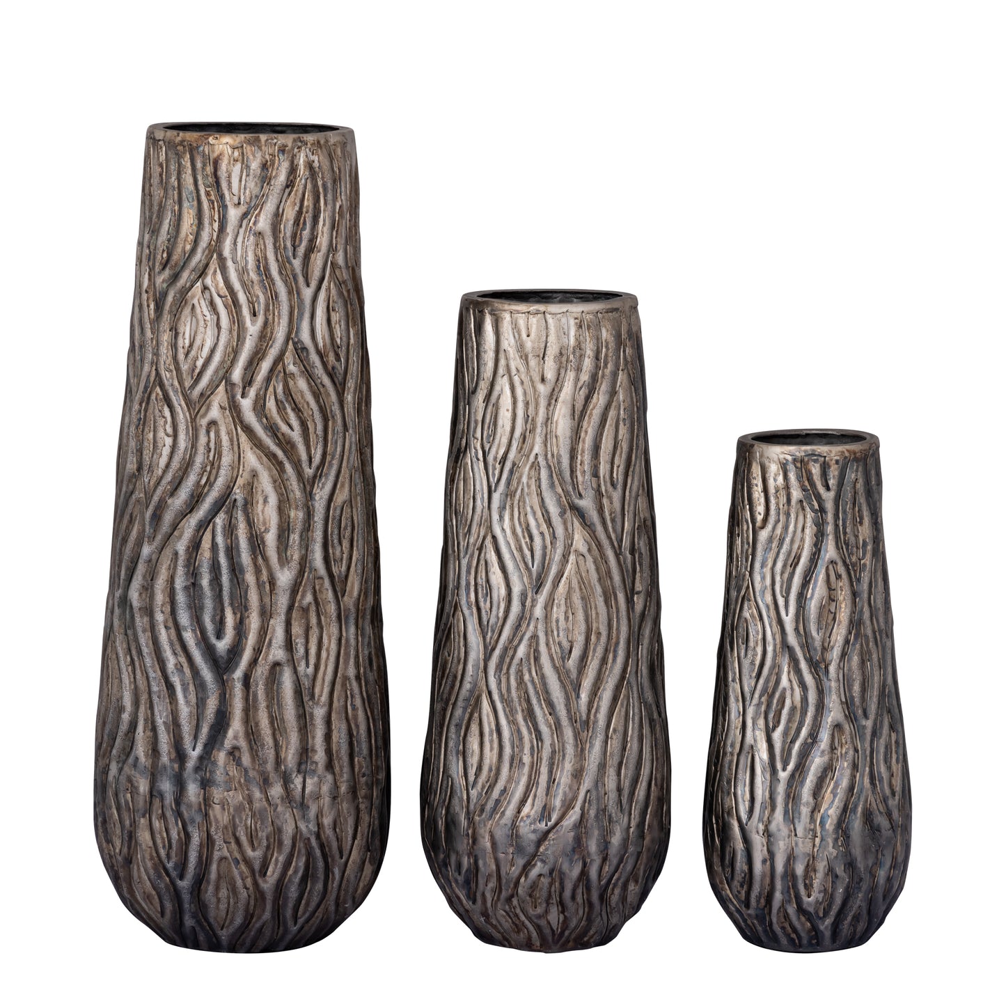 Deandra Silver Alu Sheet Pot Wavy Patt Rnd High S