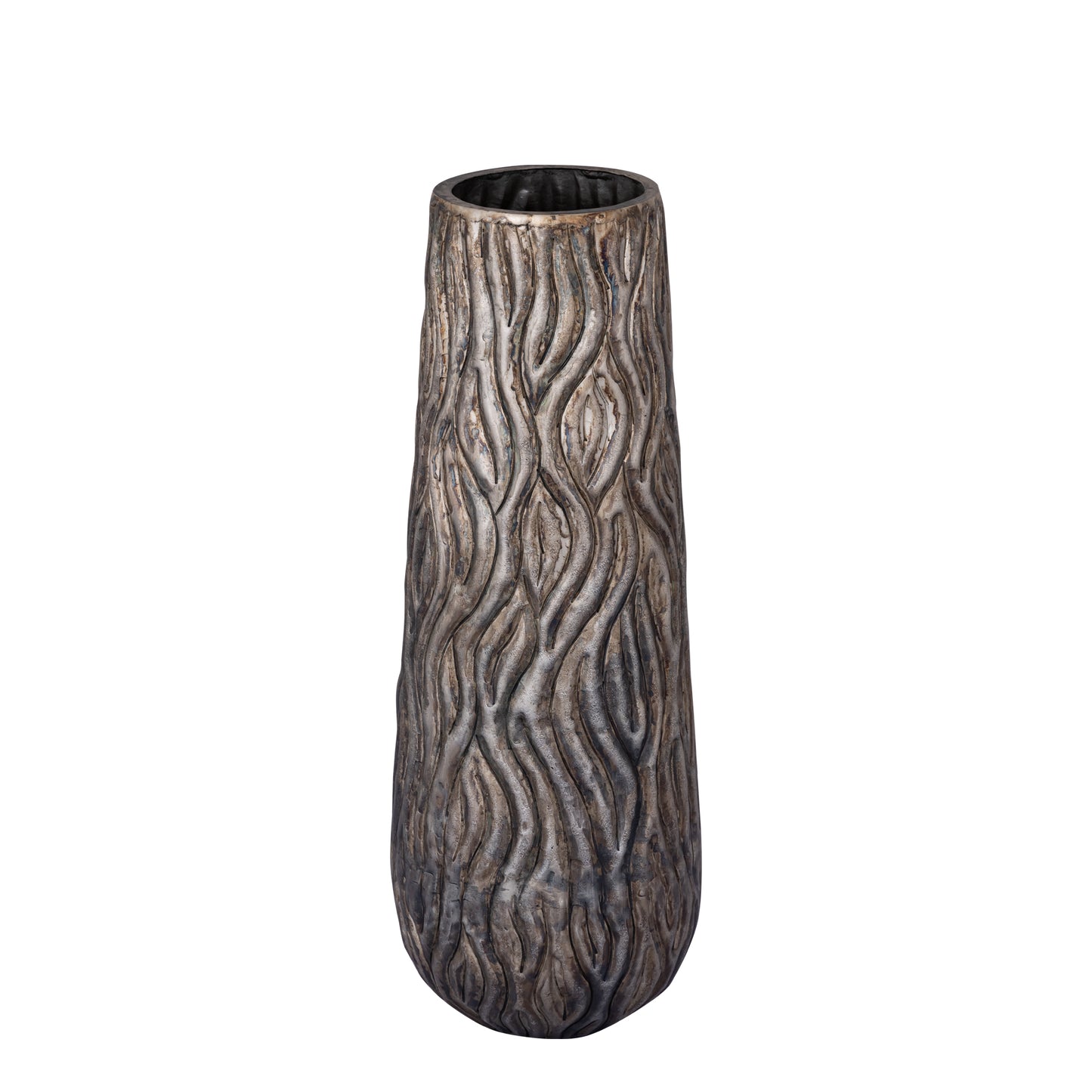 Deandra Silver Alu Sheet Pot Wavy Patt Rnd High L