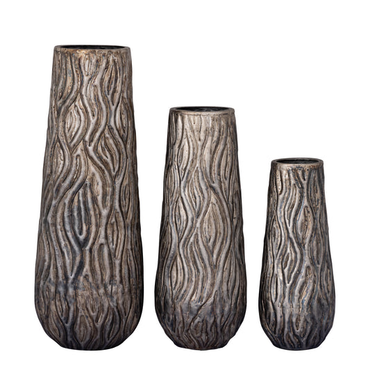 Deandra Silver Alu Sheet Pot Wavy Patt Rnd High L