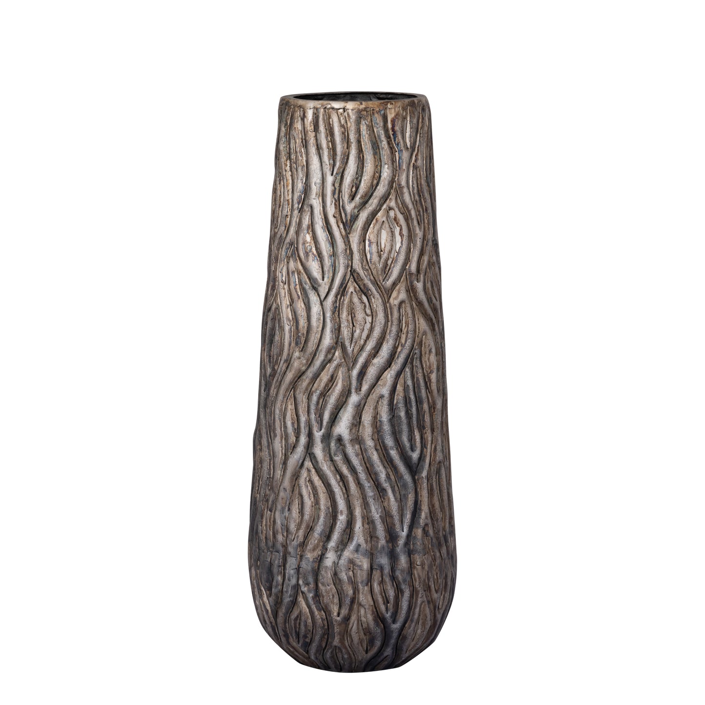 Deandra Silver Alu Sheet Pot Wavy Patt Rnd High L