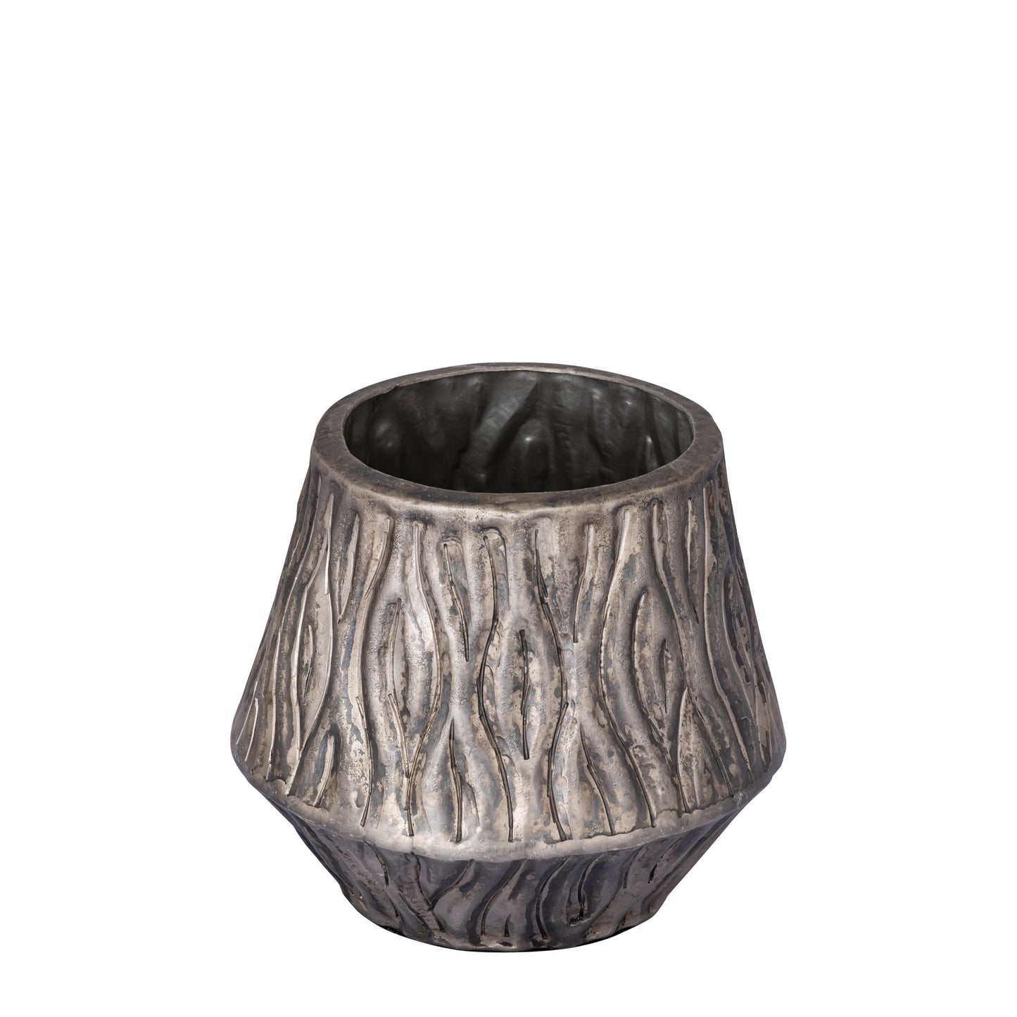 Deandra Silver Alu Sheet Pot Wavy Patt Rnd Low S