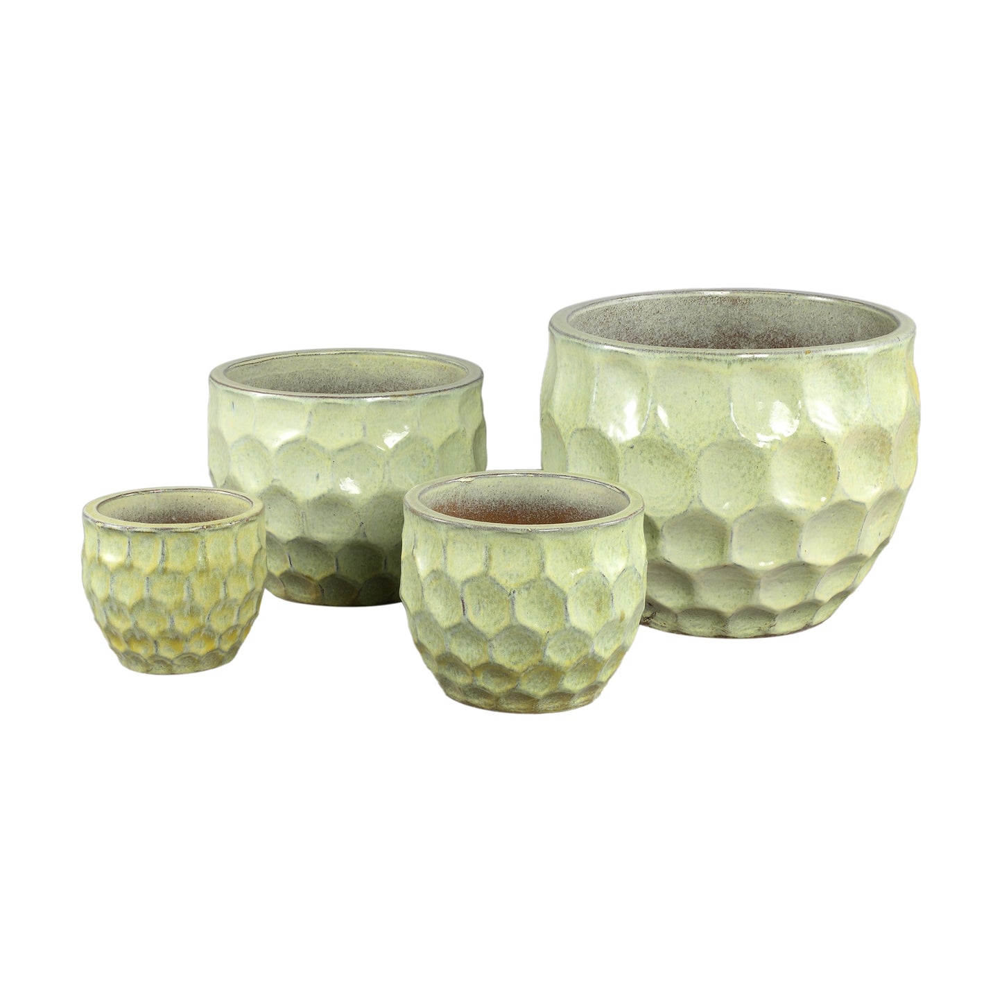 Charlie Yellow Ceramic Round Pot Circles SV4