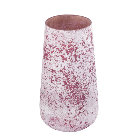 Marcy Roze Glazen Windlicht Rond Ruw Set van 4 Stuks - 4 Sets 30x16x16 cm