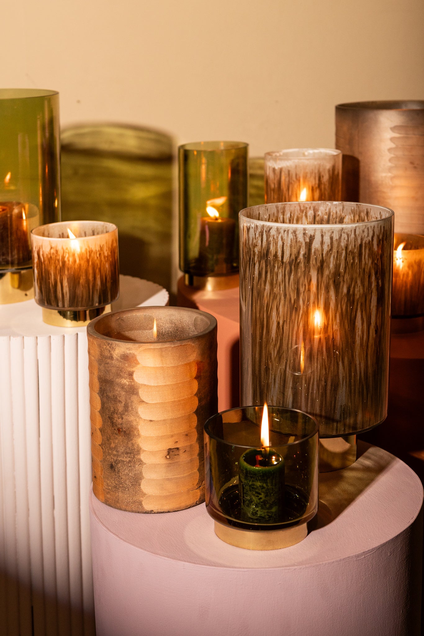 Somer Pink Glass Stormlight Round With Etching L