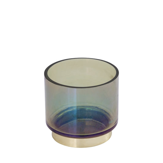 Norah Groen Glazen Theelicht Met Gouden Metalen Voet - Set van 8 10x10x10 cm