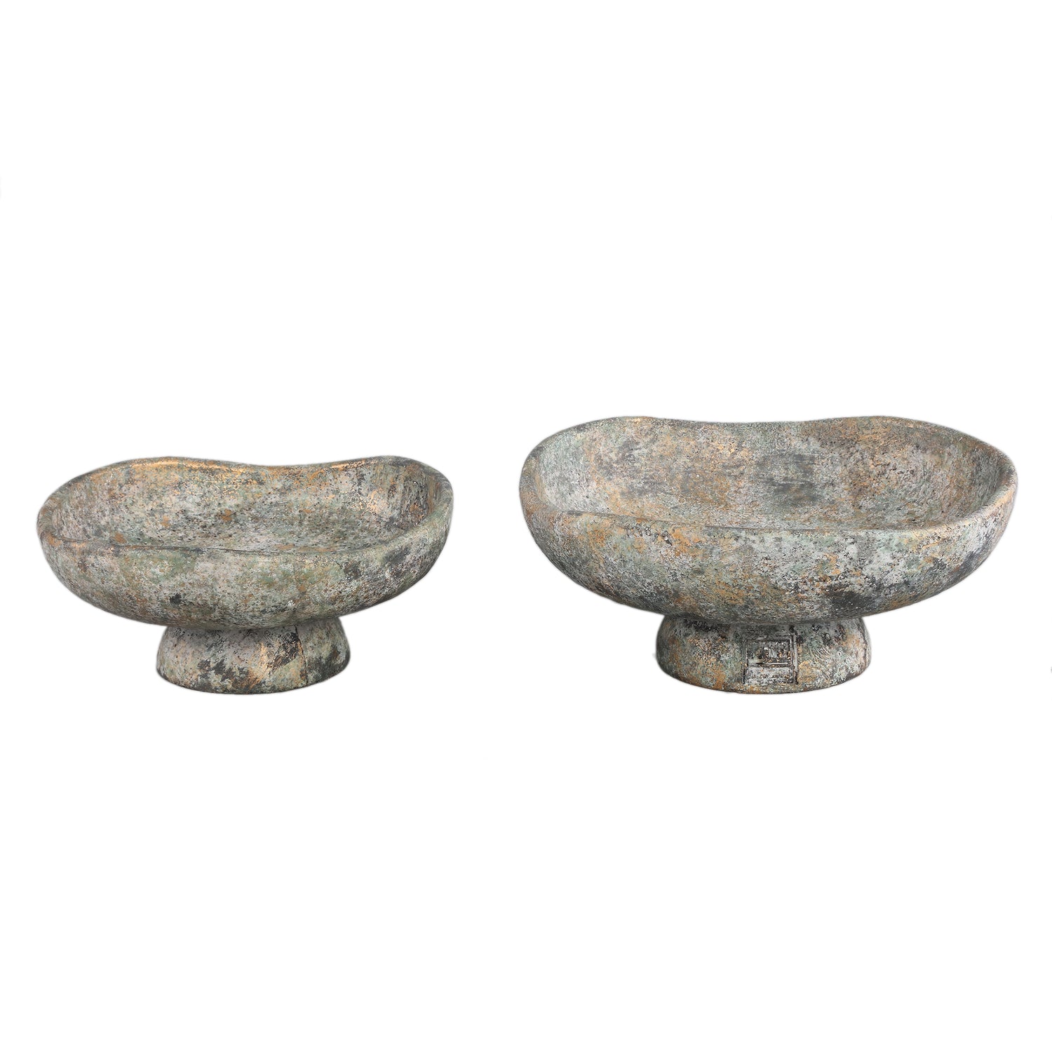 Rokas Grijze Cement Schaal Op Voet Set Van 4 Stuks L 13x30x30 cm
