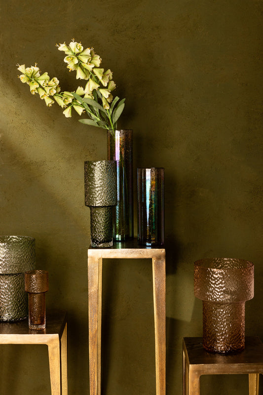 Blane Brown Dotted Glass Vase Round Wide Border L