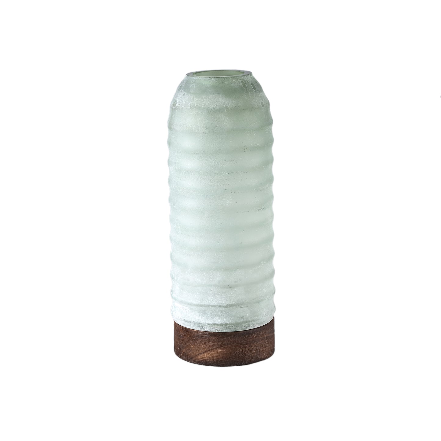 Yana Green Matte Ribbed Glass Vase Round High M