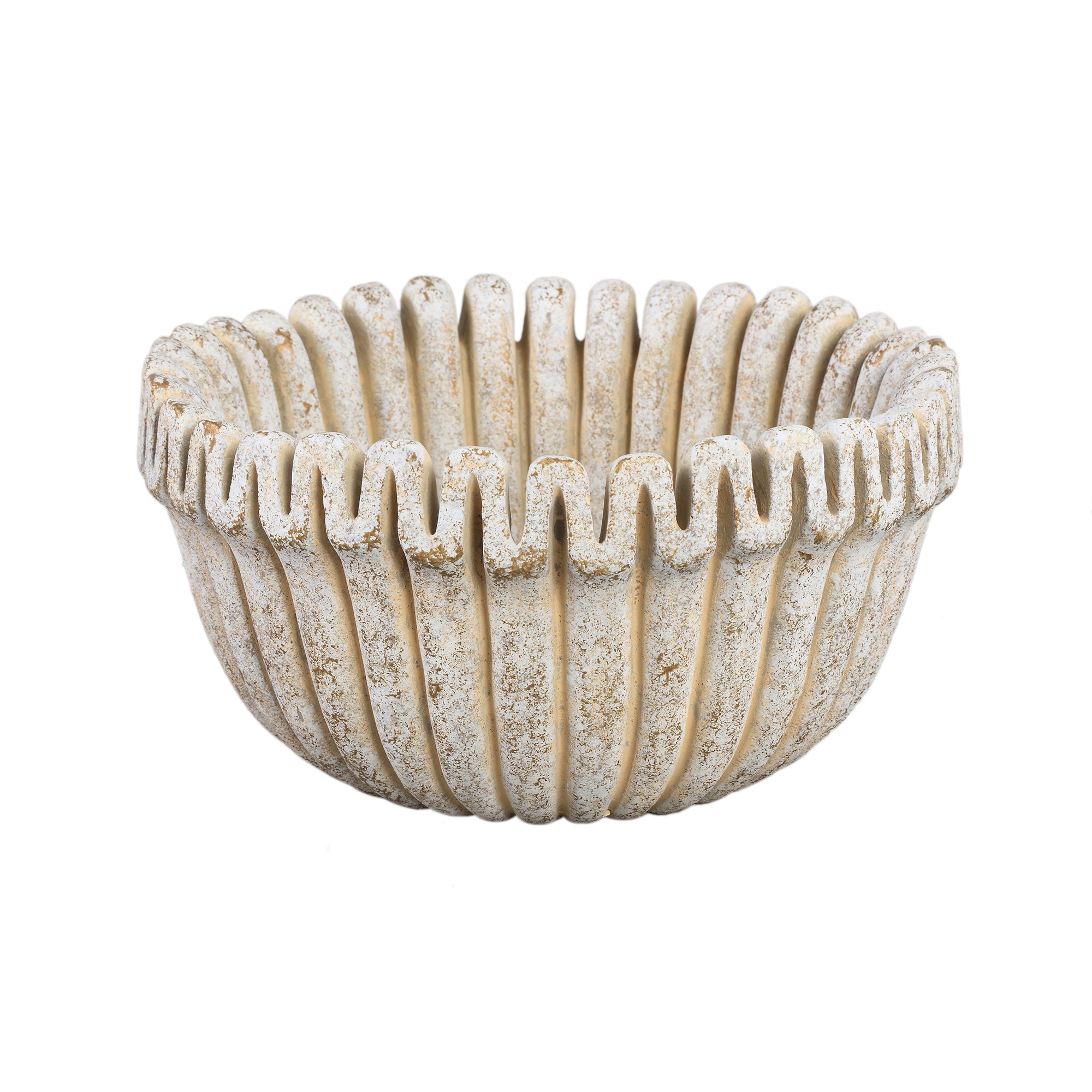 Raffay Cream Cement Round Pot Ribbed Lines Low L kopen? Gratis Thuisbezorgd