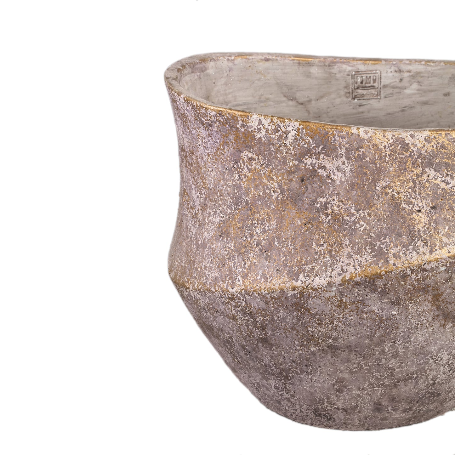 Rishell Bronze Cement Round Pot With Line Big L