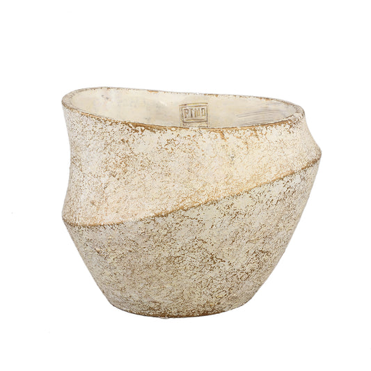 Rishell Cream Cement Round Pot With Line XL