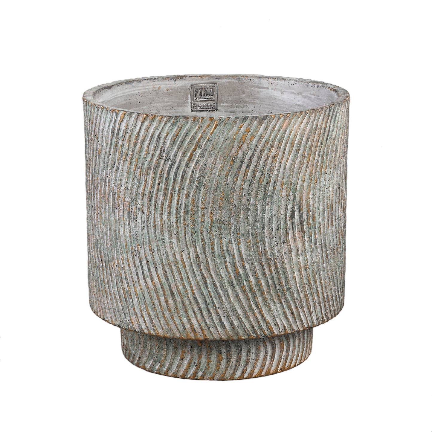 Nigel Grey Cement Round Pot Lines Pattern Big M