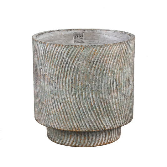 Nigel Grey Cement Round Pot Lines Pattern Big M