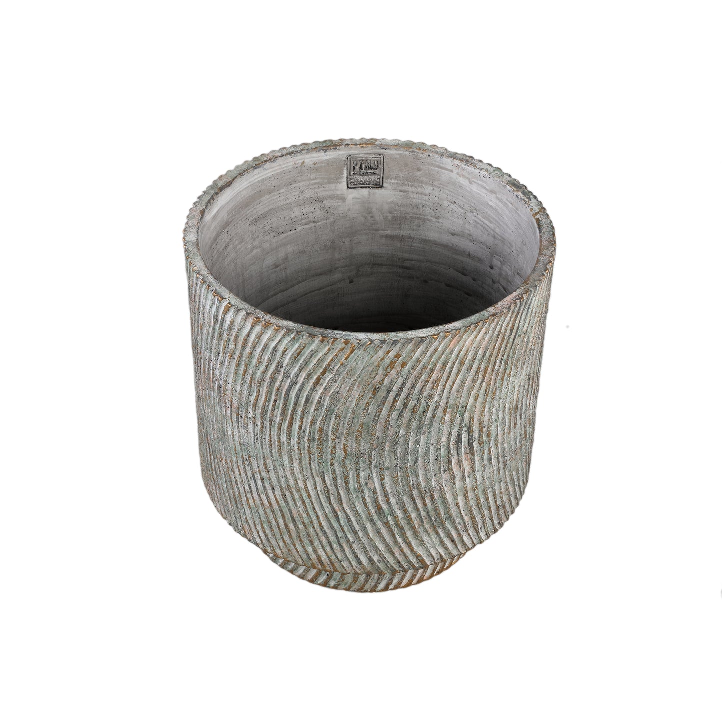 Nigel Grey Cement Round Pot Lines Pattern Big L