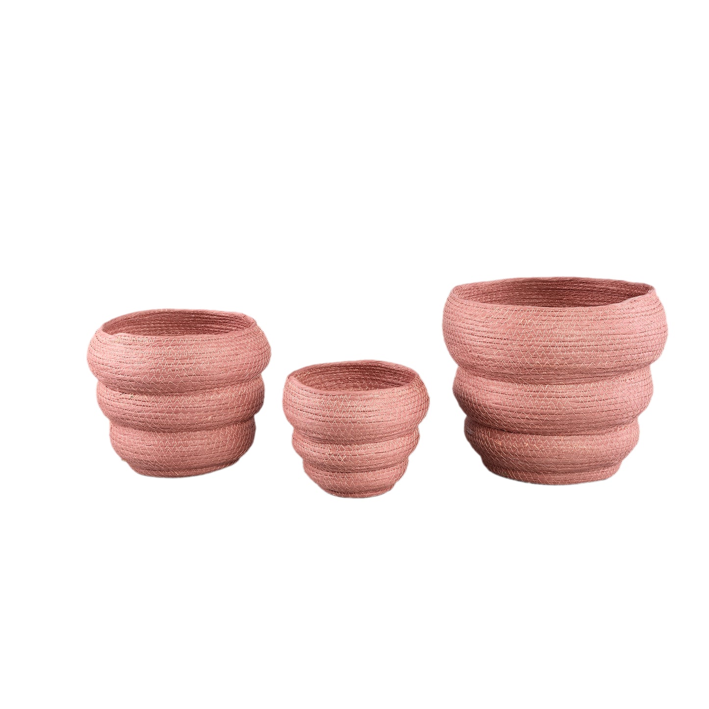 Summera Pink Round Paper Rope Pot Layered SV3