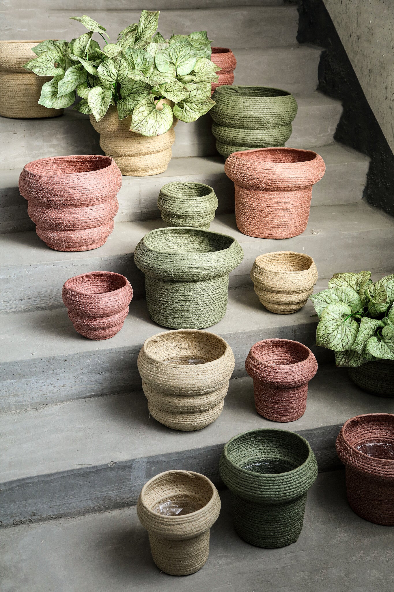 Summera Pink Round Paper Rope Pot Layered SV3