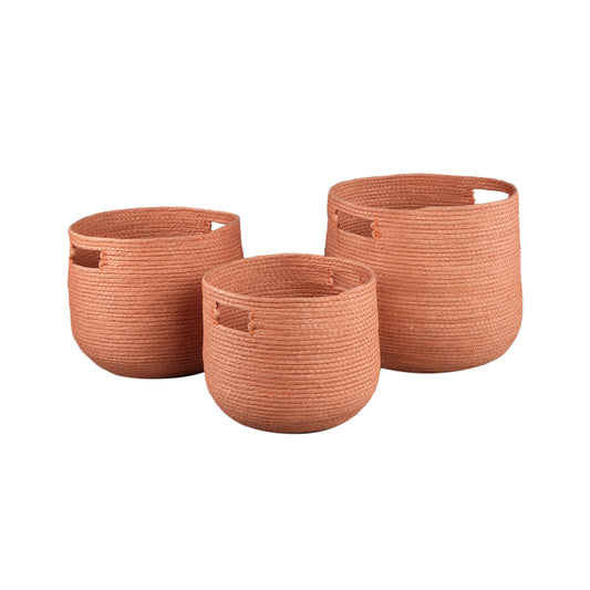 Mellaine Orange Paper Rope Round Basket Handle SV3