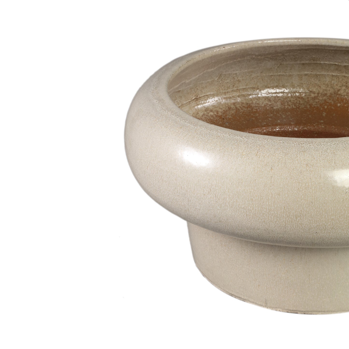 Megga Cream Big Glazed Ceramic Pot Thick BorderSV2