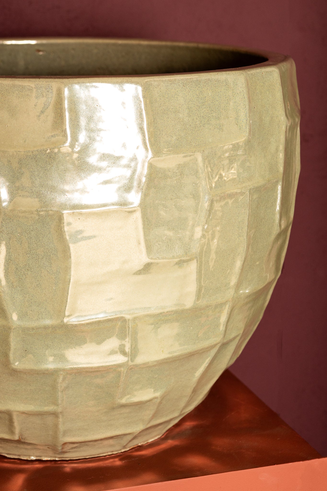 Bobi Pearl Ceramic Pot Round Square Pattern SV3