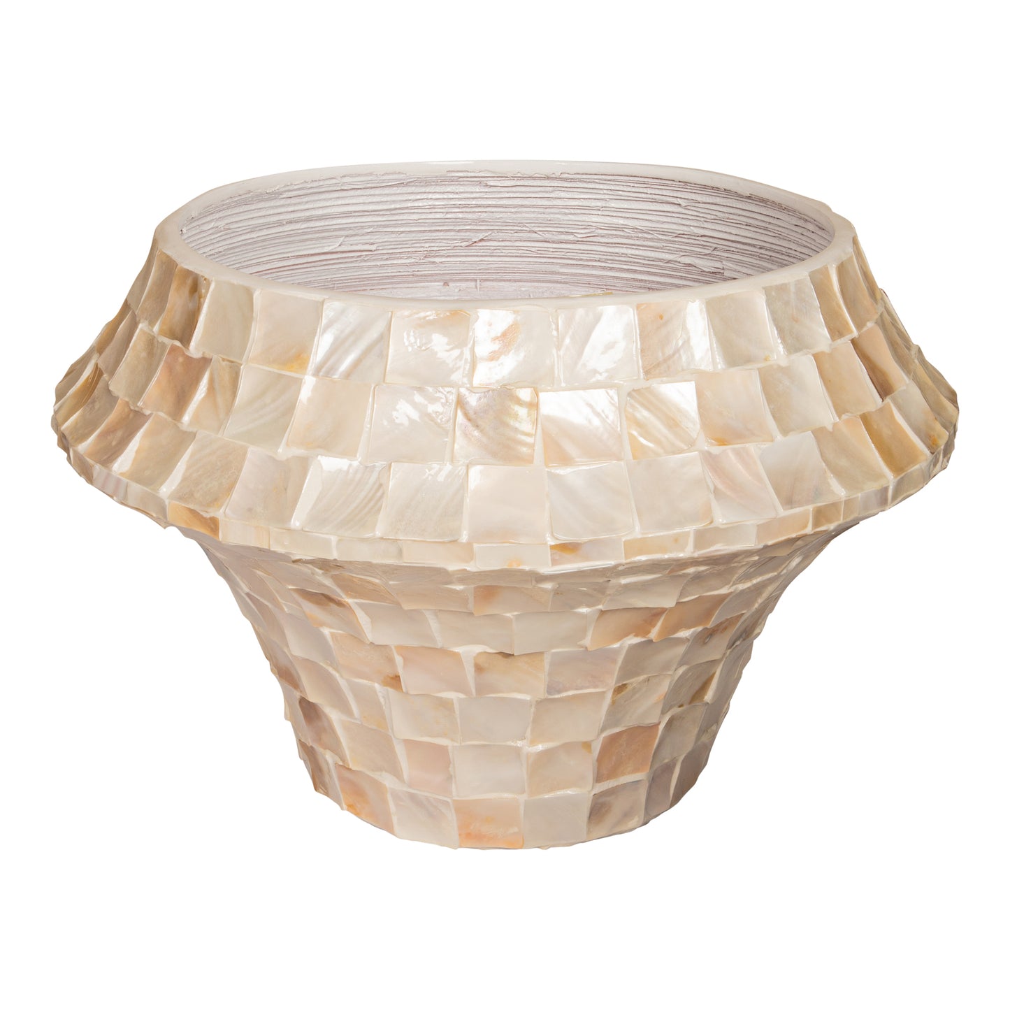 Daven Cream Poly Shell Bamboo Pot Round Low L