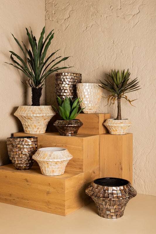 Daven Cream Ronde Bamboe Pot Laag L 40x61x61 cm