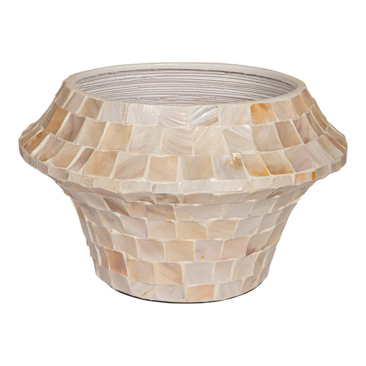 Daven Cream Poly Shell Bamboo Pot Round Low M