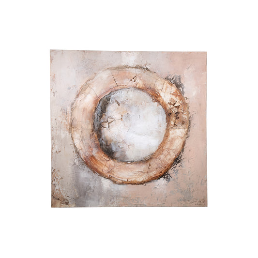 Arianna Bruin Canvas Wandpaneel Ring 120x120x4 cm