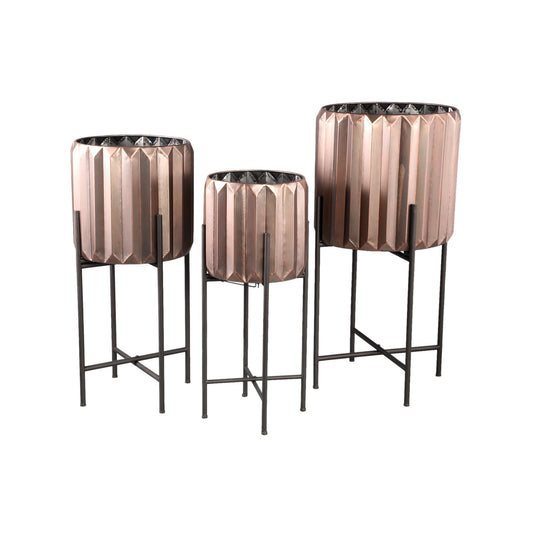 Eleyza Koperen Ronde Ijzeren Pot Op Metalen Voet M 66x31x31 cm