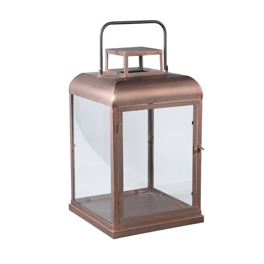 Vitoria Copper Rectangle Iron Lantern With Glass L