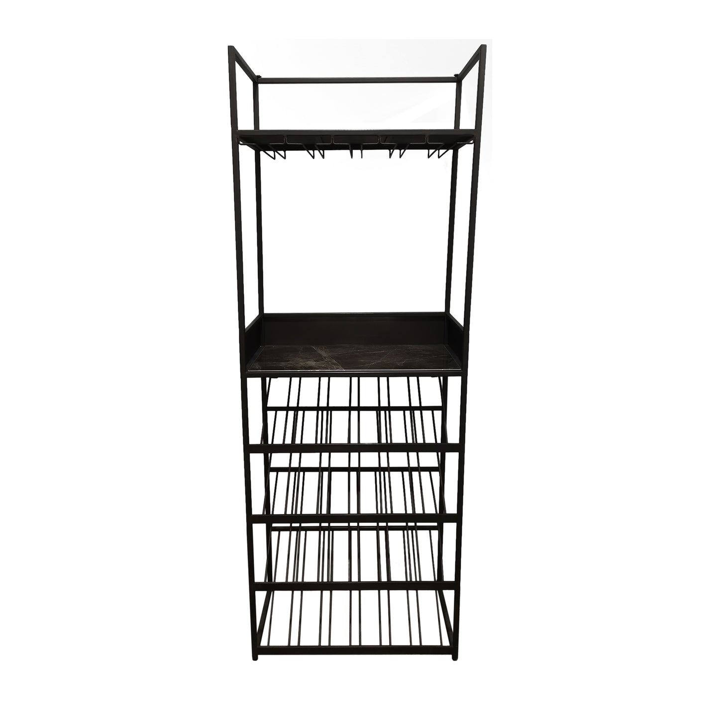 Arto Wine Rack Dark Grey Base Brown Marble
