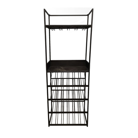 Arto Wine Rack Dark Grey Base Brown Marble