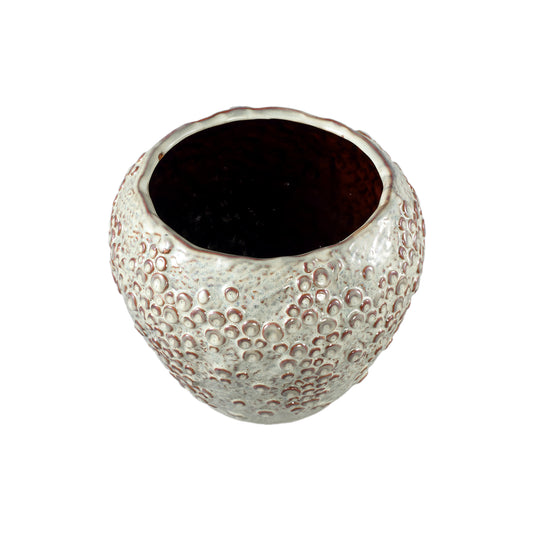 Avis Crème Keramische Pot Rond Schubben Set van 2 Stuks XL - 2 Sets 22.5x26.5x26.5 cm