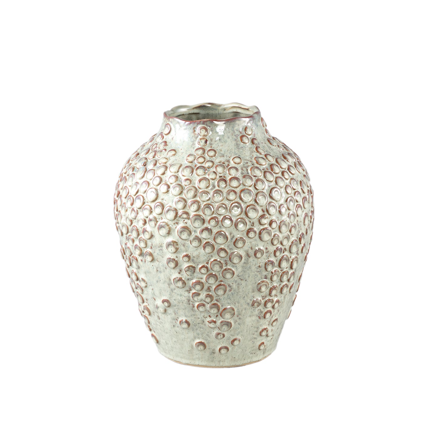 Avis Cream Ceramic Pot Round Shaped Scales High S