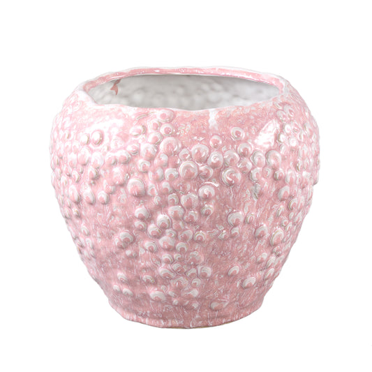 Avis Roze Keramische Pot Rond Schaalpatroon Set van 2 - 2 Sets 22.5x26.5x26.5 cm