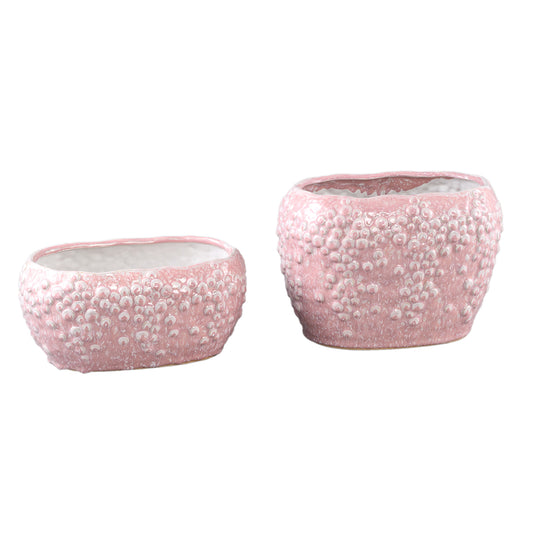 Avis Roze Keramische Pot Set van 6 Ovaal Laag 13.5x28x17.5 cm