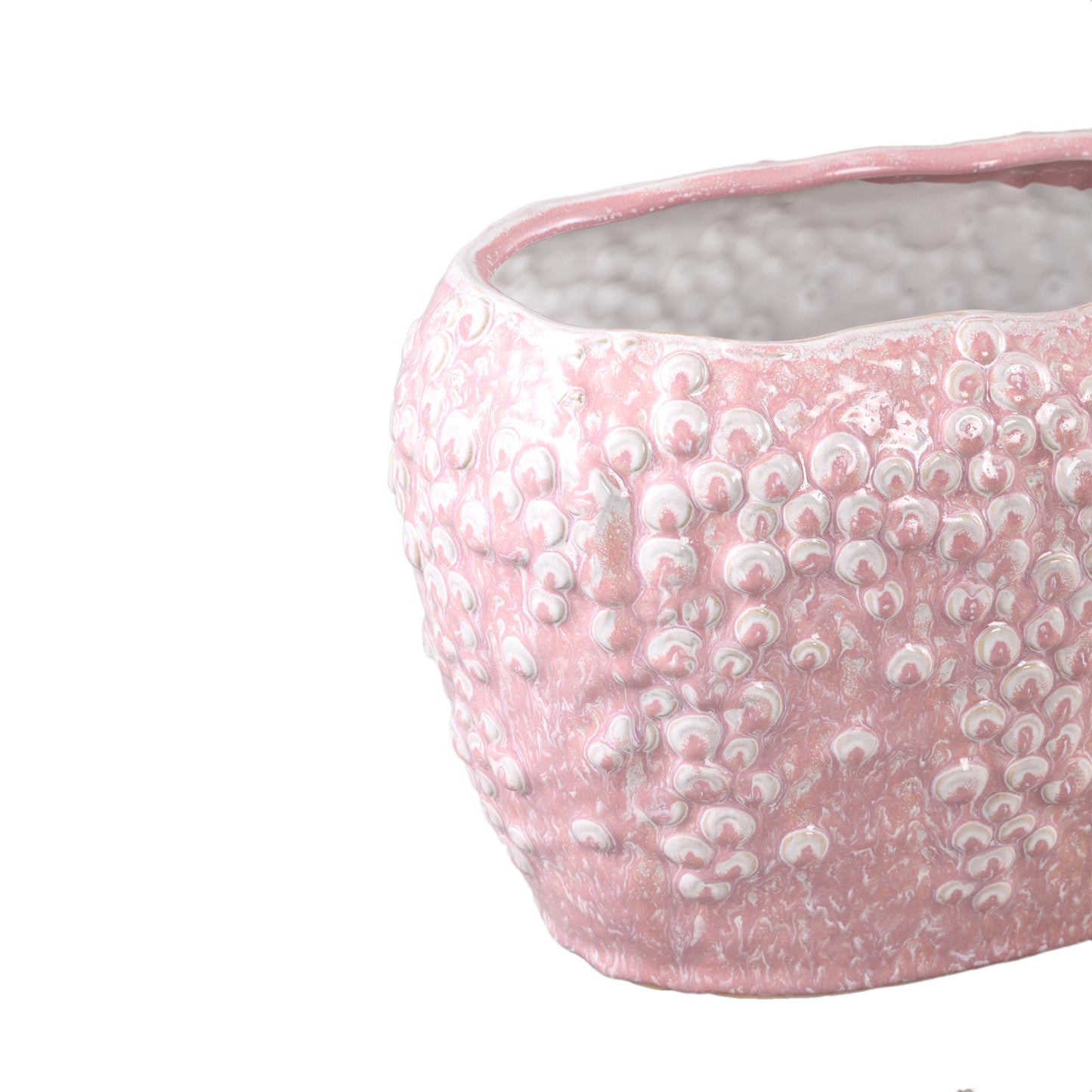 Avis PInk Ceramic Pot Oval Shaped Scales High