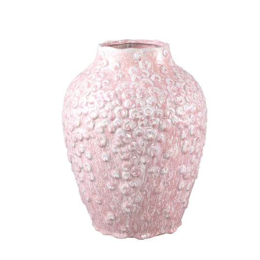 Avis Roze Keramische Pot Rond Vormig Schubben Hoog L 35x26x26 cm