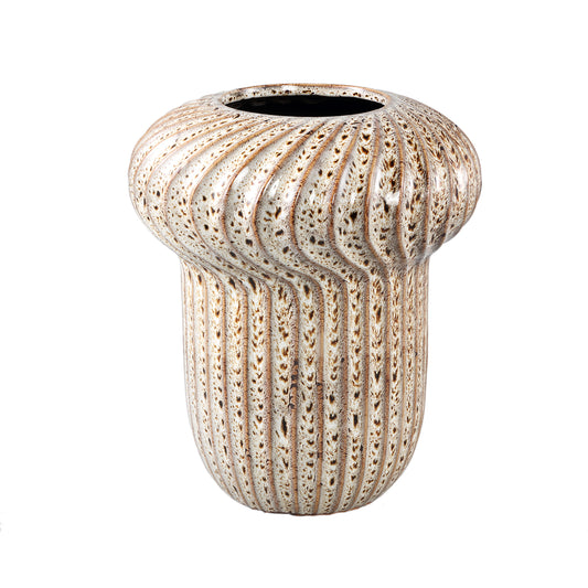 Sindi Brown Ceramic Pot Round Shaped Lines High L