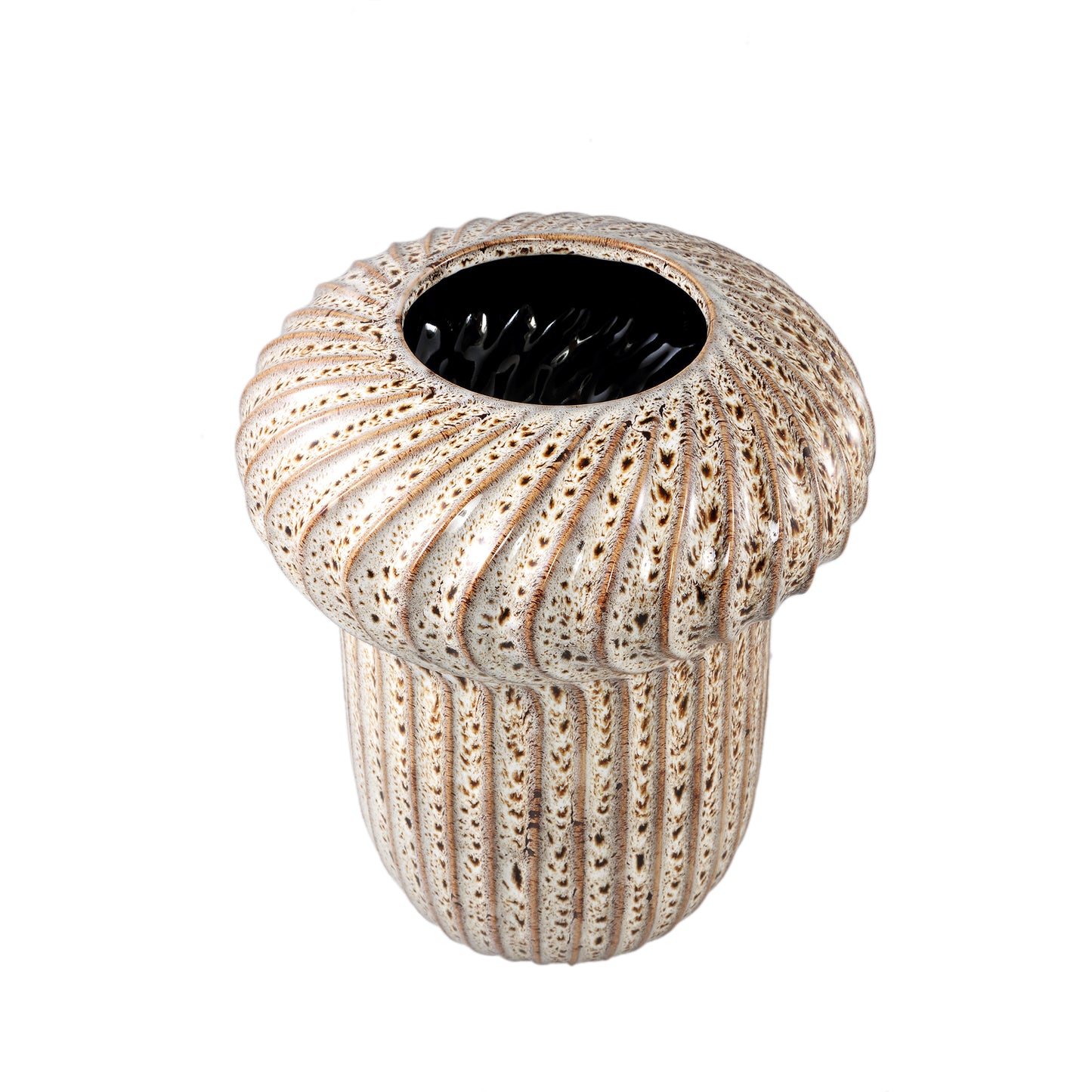 Sindi Brown Ceramic Pot Round Shaped Lines High L