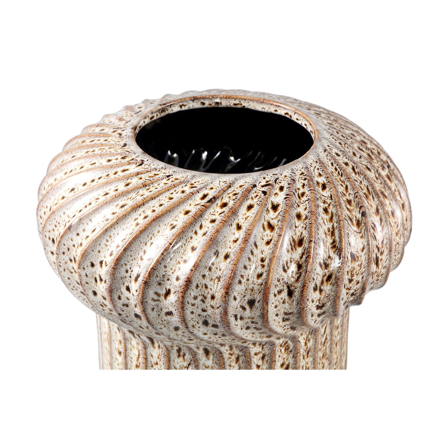 Sindi Brown Ceramic Pot Round Shaped Lines High L