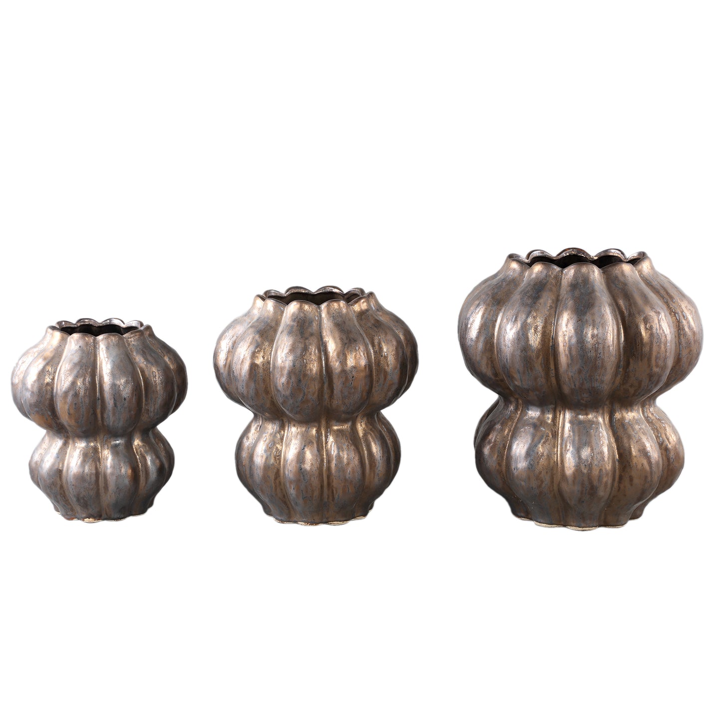 Niek Bronze Ceramic Pot Round Shaped Bulb S